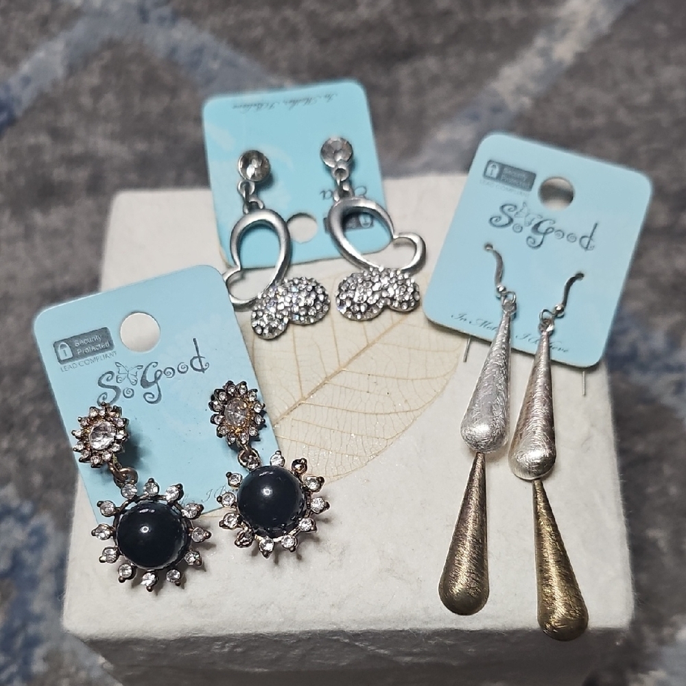 Lots Of 3 So Good Earring Set with Silver and Gold Tones